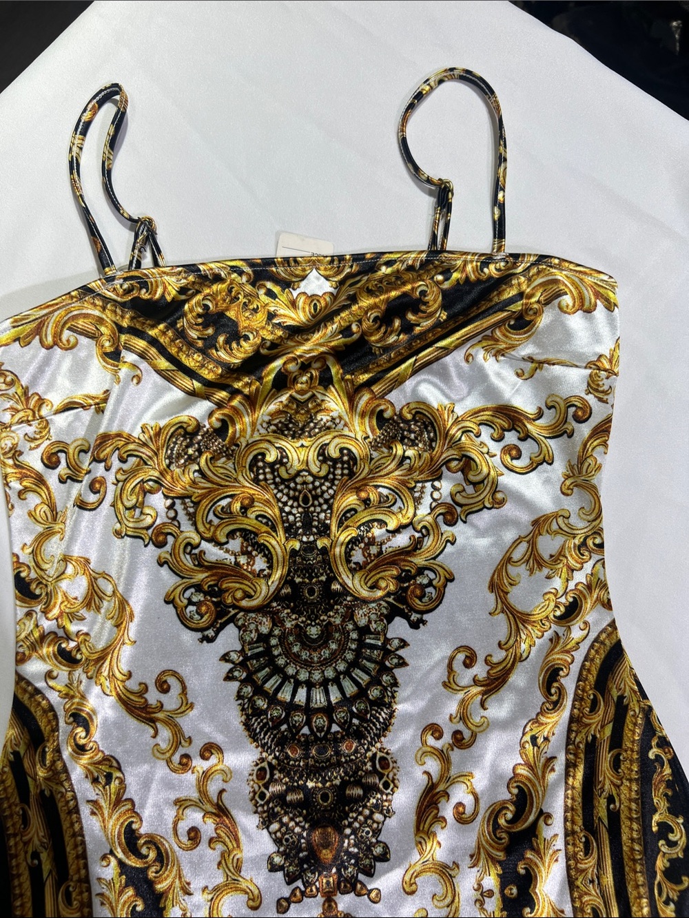Gold & Black Baroque Print Slip Dress - Picture 2 of 6
